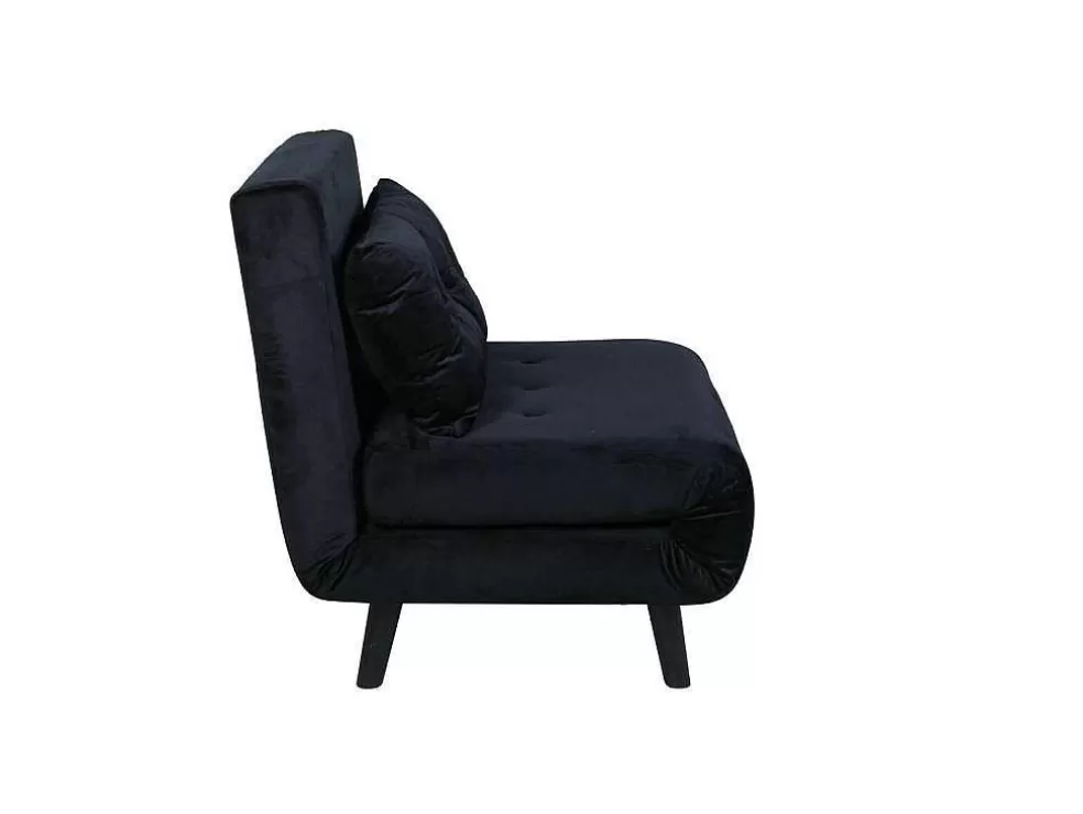 Hot Vicky Slaapbank ,Fauteuil Velours Zwart. Uitklapbare Fauteuil