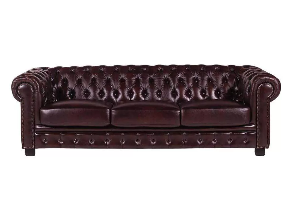 Cheap Vierzits Chesterfieldbank Brenton 100% Buffelleer - Cherry Chesterfield Zitbank