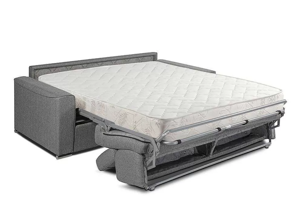 Fashion Vierzits Express Bedbank Vizir Van Stof - Grijs - Slaapafmeting 160 Cm - Matras 18 Cm Slaapbank Met Matras