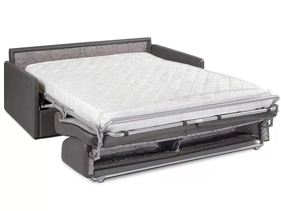 Sale Vierzits Express-Bedbank Van Kunstleer Calife - Grijs - Slaapafmeting 160 Cm Slaapbank Met Matras