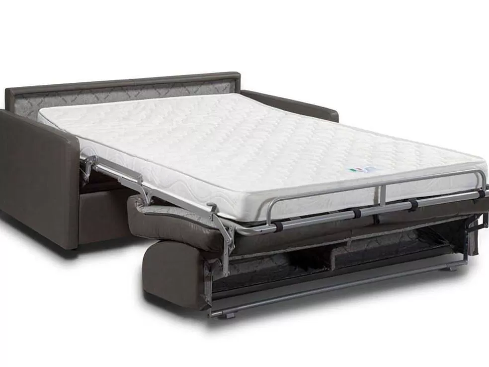 Sale Vierzits Express-Bedbank Van Kunstleer Calife - Grijs - Slaapafmeting 160 Cm Slaapbank Met Matras