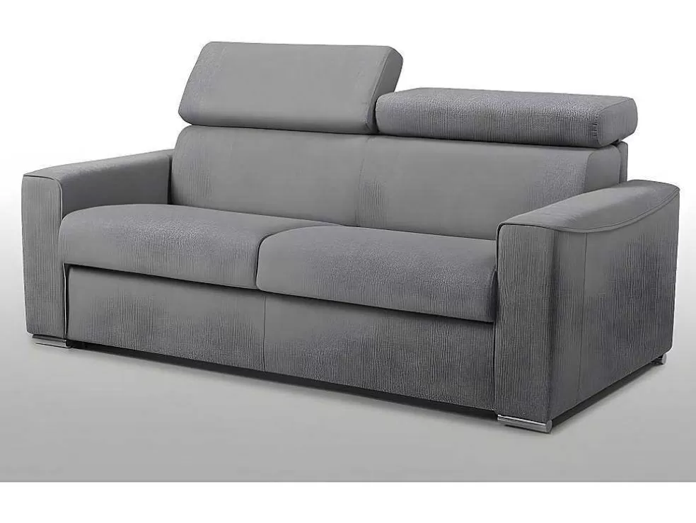 Discount Vierzits Slaapbank Van Stof Vizir - Grijs - Slaapafm. 160 Cm - Matras 22 Cm Van Met Vormgeheugen 2En 3-Zitsbank