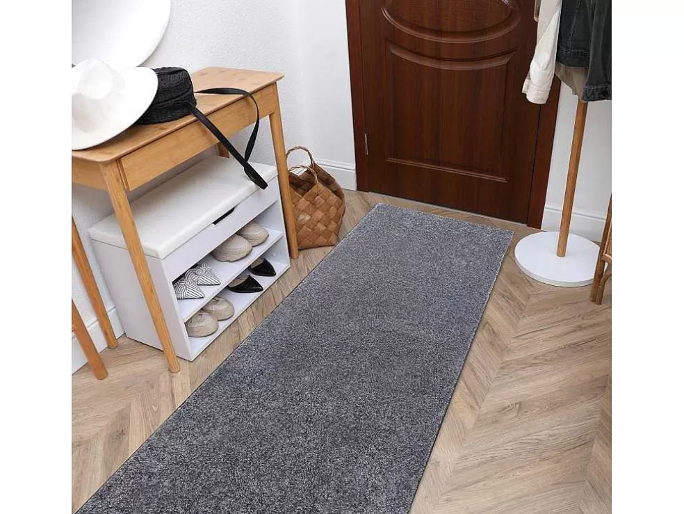 Online Vloerbedekking Santa Fe Grijskleuring 97, Glad, Uniform, Enkele Kleur 100X450 Cm Gangtapijt