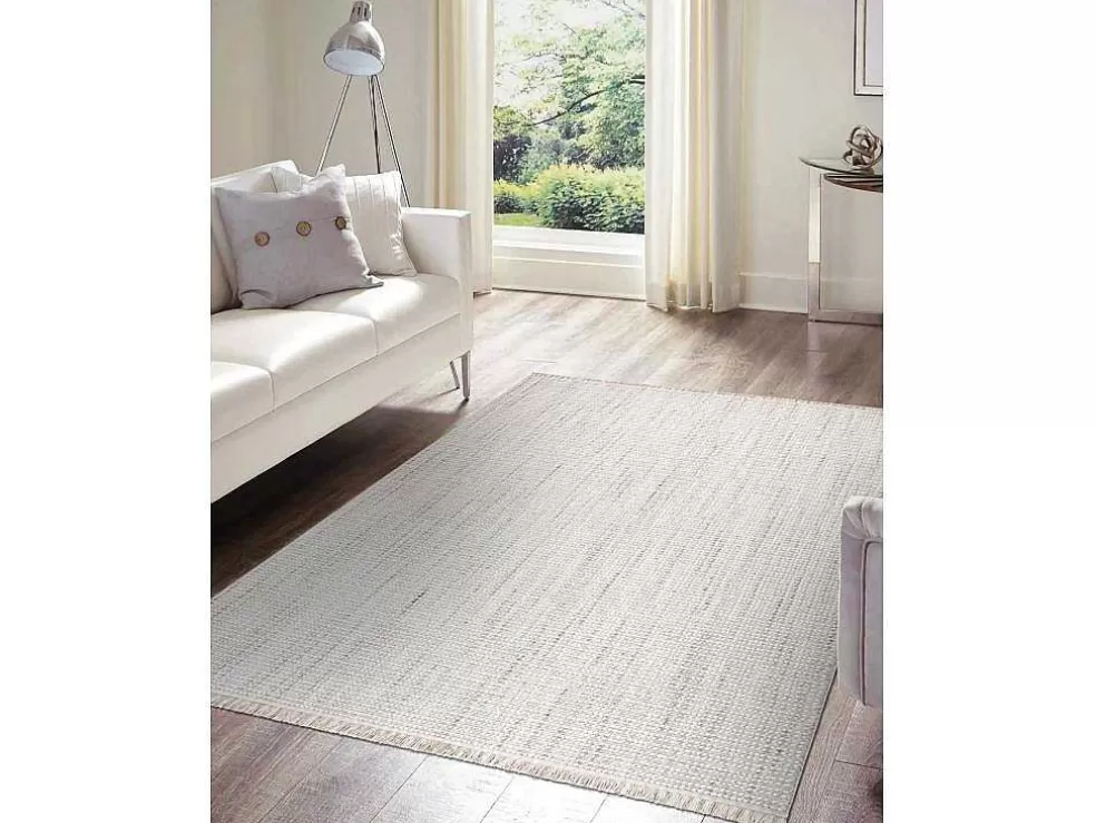 Cheap Vloerkleed Nano Eo78C Melange, Lus, Platgeweven Grijs / Wit 140X190 Cm Klein Tapijt