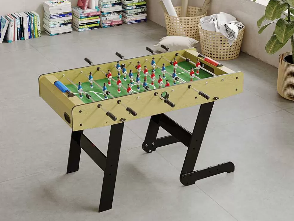 Best Sale Voetbaltafel Van Naturel Houtkleurig Mdf - Opklapbaar - L121 X B61 X H79 Cm - Horton Spel Voor Binnen