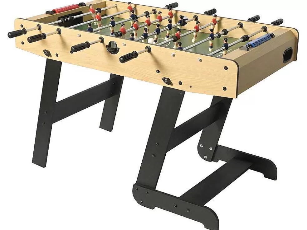 Best Sale Voetbaltafel Van Naturel Houtkleurig Mdf - Opklapbaar - L121 X B61 X H79 Cm - Horton Spel Voor Binnen