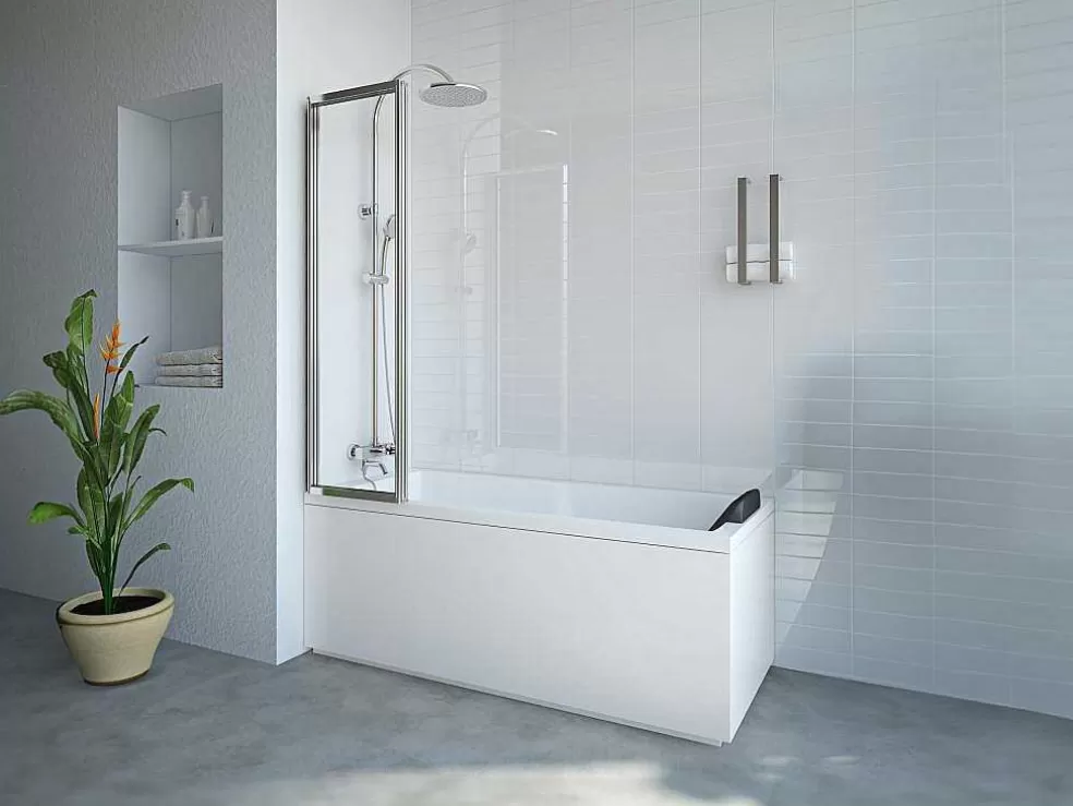 Cheap Vouwbaar Badscherm In Metaal Chroom 120 X 140 Cm District Badscherm