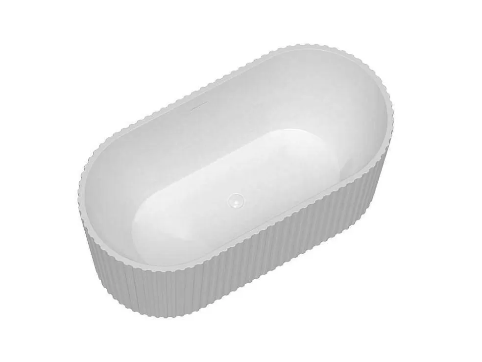Clearance Vrijstaand Geribbeld Acrylbad Wit (Glanzend) 220 Liter 150 X 75 X 58 Cm Aliena Vrijstaand Bad