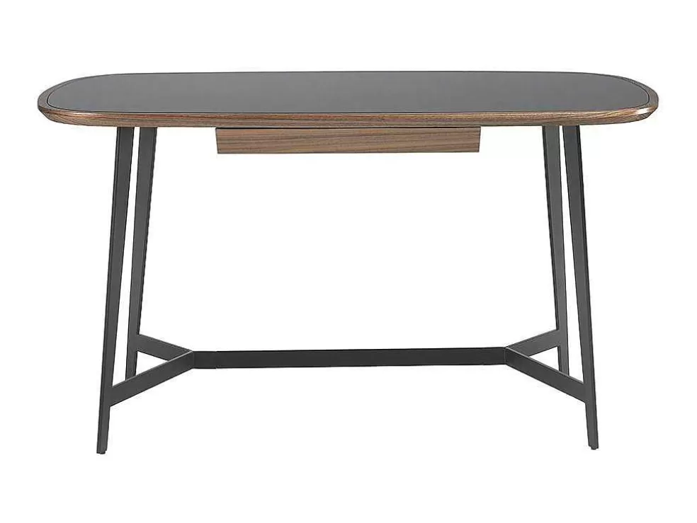 Cheap Walnoot En Zwart Getint Glazen Bureau 3137 Bureaumeubel