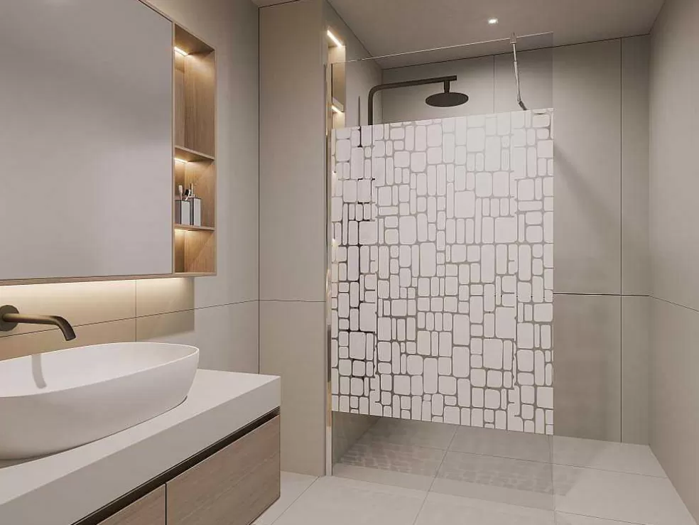 Outlet Wand Voor Inloopdouche Laura Van Gezeefdrukt Glas - 120X190 Cm Douchewand