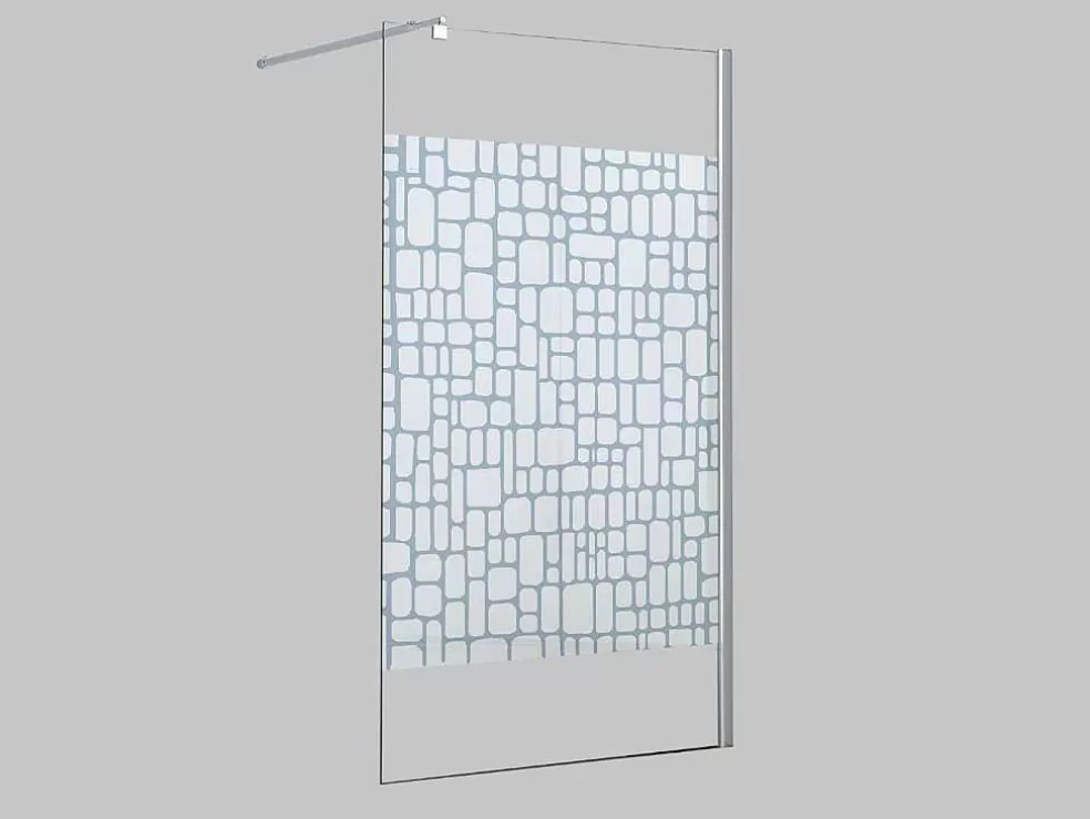 Outlet Wand Voor Inloopdouche Laura Van Gezeefdrukt Glas - 120X190 Cm Douchewand