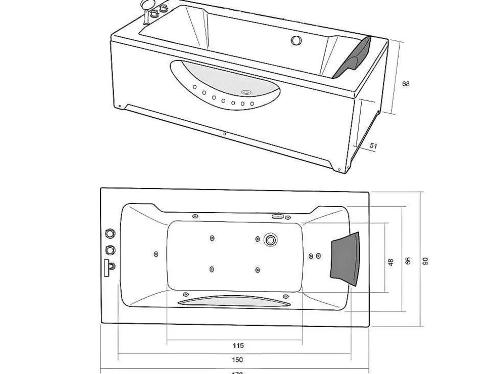 Online Witte Hottub 170 X 90 Cm 11 Jets Freesia Massagebad