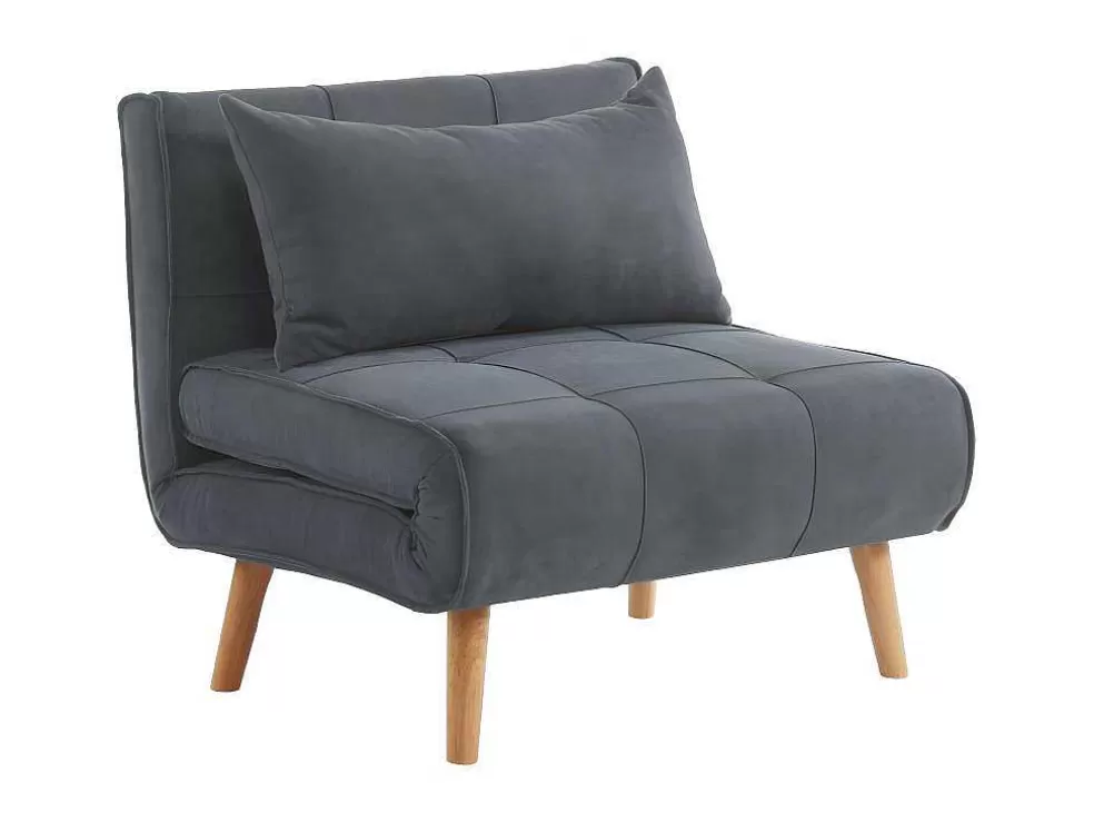 Best Sale Xl Eenpersoons-Slaapbank Chila Van Stof - Grijs Uitklapbare Fauteuil